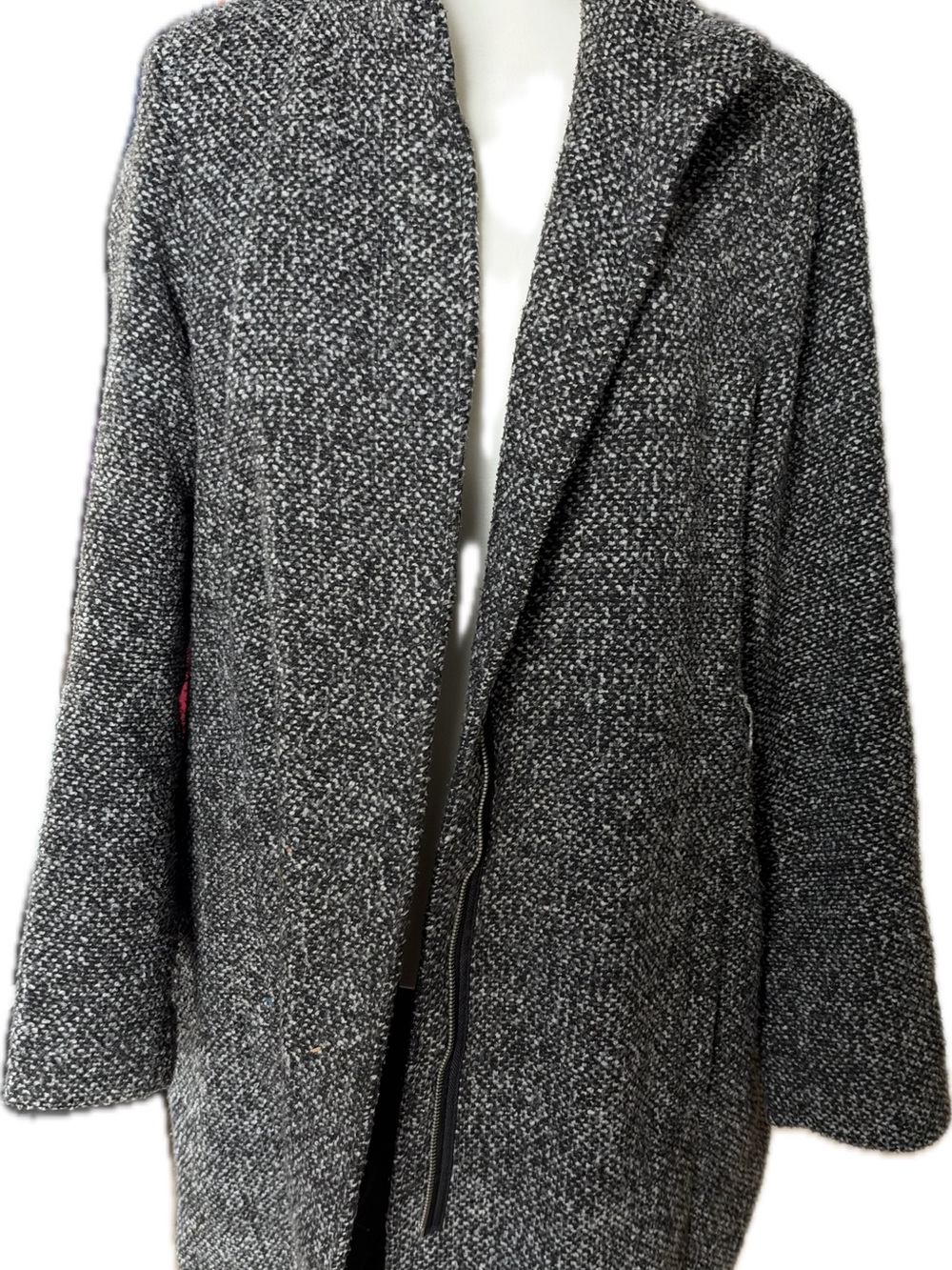 Old Navy Charcoal Gray Bouclé Hooded Trench Coat